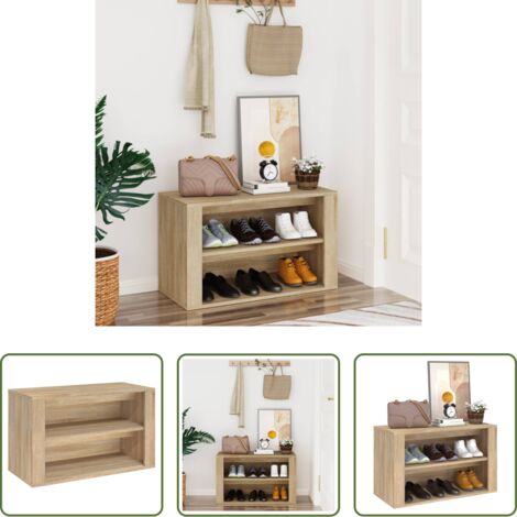 vidaXL Scarpiera multistrato -  Scarpiera Rovere Sonoma 75x35x45 cm in Legno Multistrato