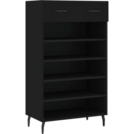 vidaXL Scarpiera Nera 60x35x105 cm in Legno Multistrato