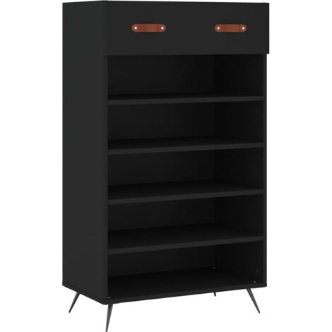 vidaXL Scarpiera Nera 60x35x105 cm in Legno Multistrato