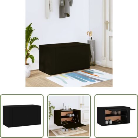 vidaXL Scarpiera nero -  Scarpiera a Parete nero 70x35x38 cm Legno Multistrato
