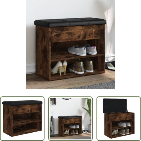 vidaXL Scarpiera -  Panca Porta Scarpe Rovere Fumo 62x32x50 cm Legno Multistrato