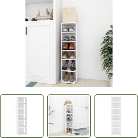 vidaXL Scarpiera per casa -  Scarpiera Bianca 27,5x27x102 cm in Legno Multistrato