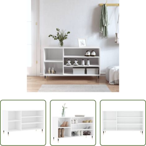 vidaXL Scarpiera per casa -  Scarpiera Bianco Lucido 102x36x60 cm in Legno Multistrato