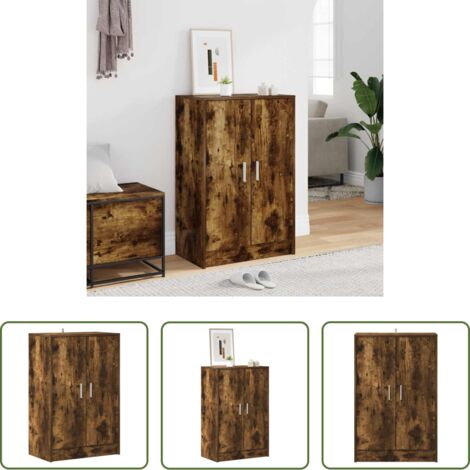 vidaXL Scarpiera per corridoio -  Scarpiera Rovere Fumo 60x35x92 cm in Legno Multistrato