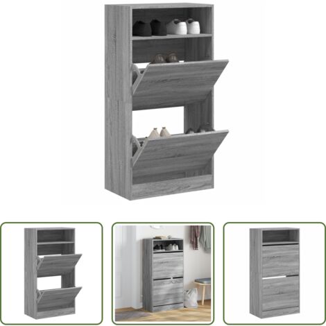 vidaXL Scarpiera per ingresso -  Scarpiera Grigio Sonoma 60x34x116 cm in Legno Multistrato