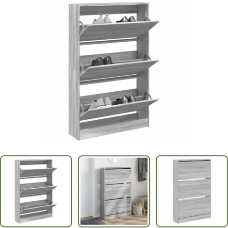 vidaXL Scarpiera per ingresso -  Scarpiera Grigio Sonoma 80x21x125,5 cm in Legno Multistrato