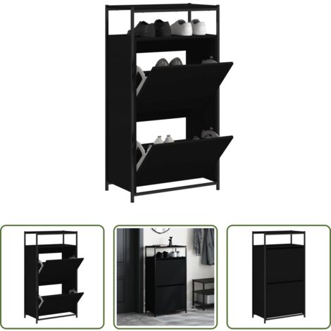 vidaXL Scarpiera per ingresso -  Scarpiera Nera 60x34x112 cm in Legno Multistrato