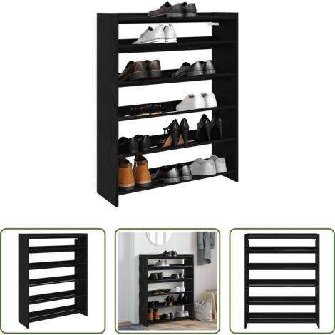 vidaXL Scarpiera per ingresso -  Scarpiera Nera 80x25x100 cm in Legno Multistrato