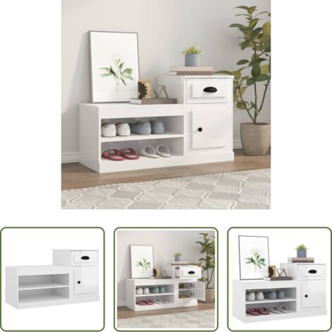 vidaXL Scarpiera per scarpe -  Scarpiera Bianco Lucido 100x42x60 cm in Legno Multistrato