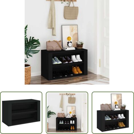 vidaXL Scarpiera per scarpe -  Scarpiera Nera 75x35x45 cm in Legno Multistrato
