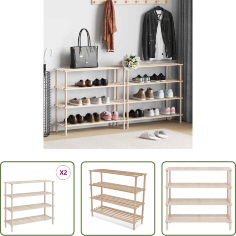 vidaXL Scarpiera per scarpe -  Scarpiere a 4 Livelli 2 pz in Legno Massello di Abete