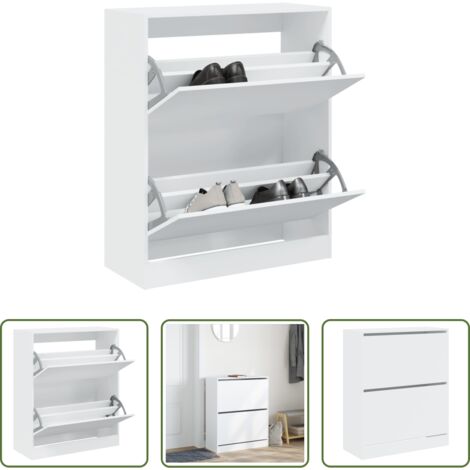 vidaXL Scarpiera salvaspazio -  Scarpiera Bianca 80x34x96,5 cm in Legno Multistrato