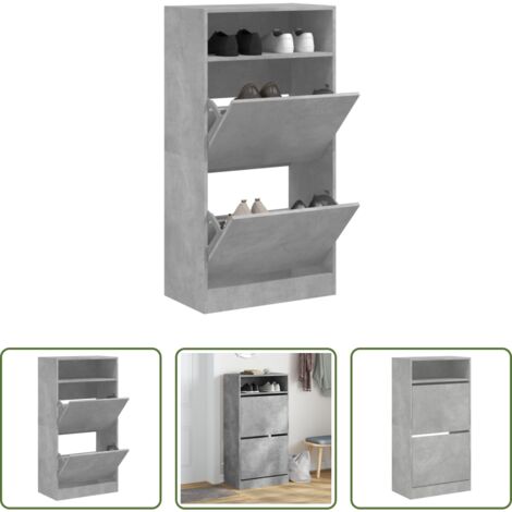 vidaXL Scarpiera salvaspazio -  Scarpiera Grigio Cemento 60x34x116 cm in Legno Multistrato