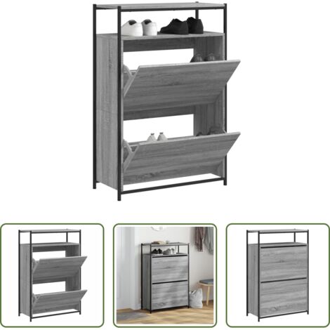 vidaXL Scarpiera salvaspazio -  Scarpiera Grigio Sonoma 75x34x112 cm in Legno Multistrato