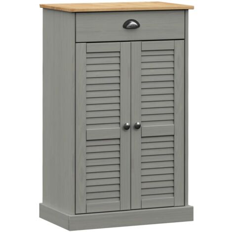 vidaXL Scarpiera VIGO 60x35x96 cm in Legno Massello di Pino Grigio
