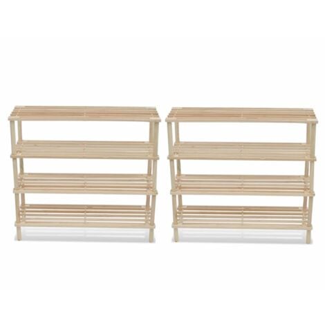 vidaXL Scarpiere a 4 Livelli 2 pz in Legno Massello di Abete