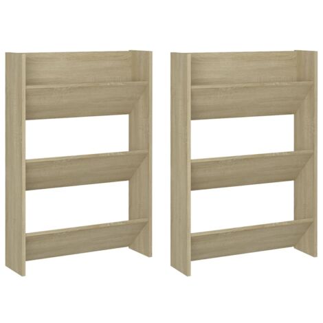 vidaXL Scarpiere a Muro 2pz Rovere Sonoma 60x18x90cm Legno Multistrato