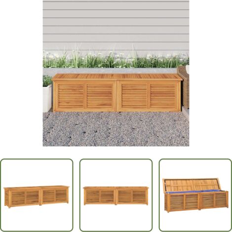 vidaXL Scatola da giardino -  Contenitore Giardino con Borsa 200x50x55 cm Legno Massello Teak