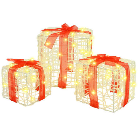 vidaXL Scatola Regalo 3 pcs Bianco caldo 20 x 20 x 20 cm Acrilico