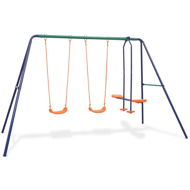 Schaukelset Mit 4 Sitzen Orange Vidaxl