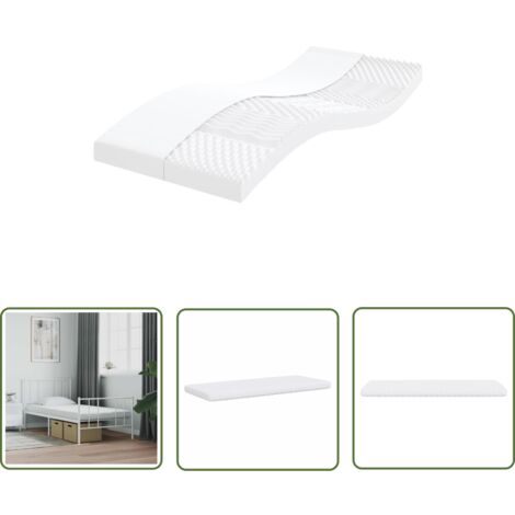 vidaXL Schaumstoffmatratze Weiß 90x210 cm 7-Zonen Härtegrad 20 ILD