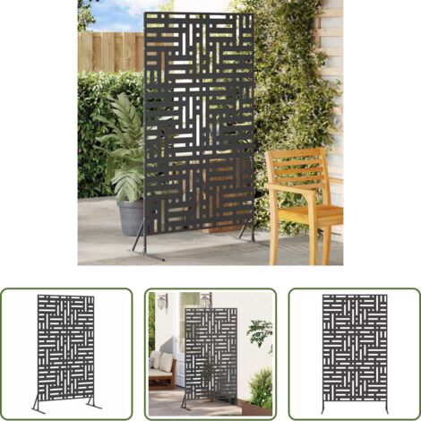 vidaXL Schermo in acciaio -  Schermo per Privacy Nero 100 x 50 x 180 cm Acciaio