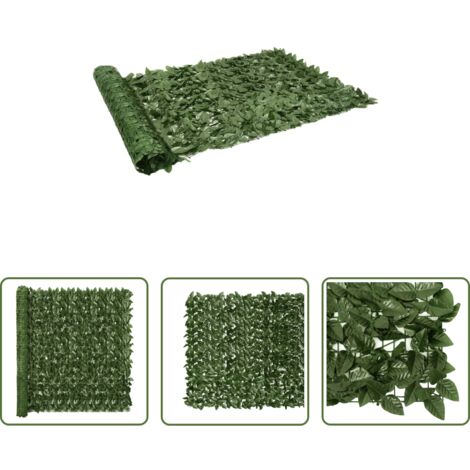 vidaXL Schermo privacy con foglie -  Schermo Privacy da Balcone con Foglie Verde Scuro 300x150 cm