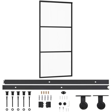 vidaXL Schiebetür und Beschläge Glas und Aluminium 90x205 cm