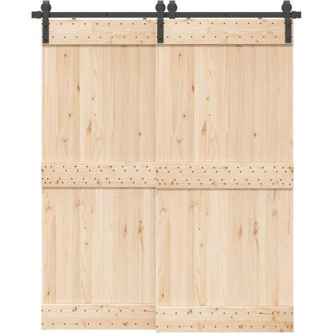 vidaXL Schiebetürbeschlag-Set 183 cm Stahl Schwarz