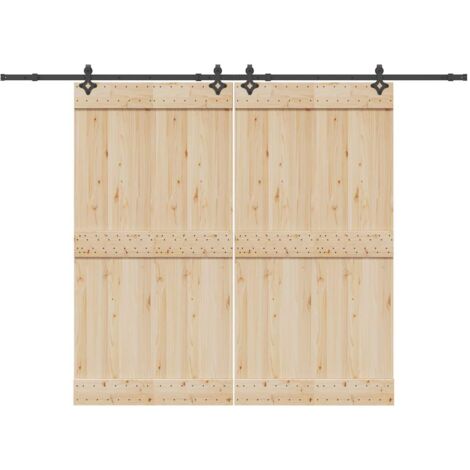 vidaXL Schiebetürbeschlag-Set 305 cm Stahl Schwarz