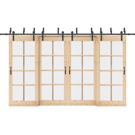 vidaXL Schiebetürbeschlag-Set 400 cm Stahl Schwarz