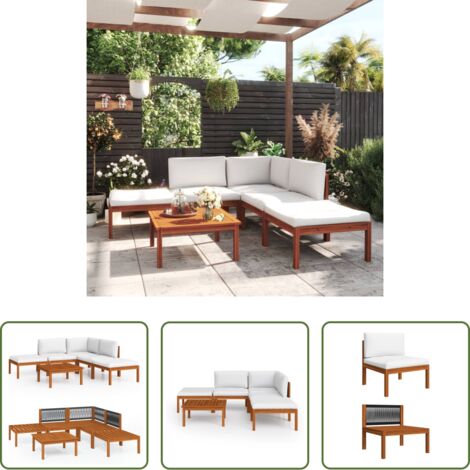 Set Di Divani Da Giardino 6 Pezzi Con Cuscini In Legno Di Acacia E Corda Vidaxl 93663148