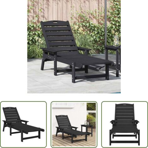 vidaXL Schienale regolabile -  Lettino da sole Nero 195,5 x 53 x 98,5 cm HDPE
