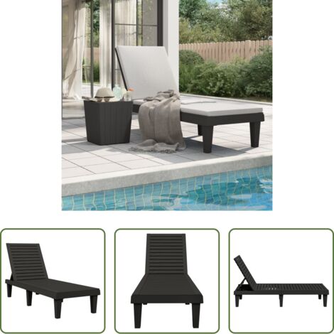 vidaXL Schienale regolabile -  Lettino Prendisole Nero 155x58x83 cm in Polipropilene