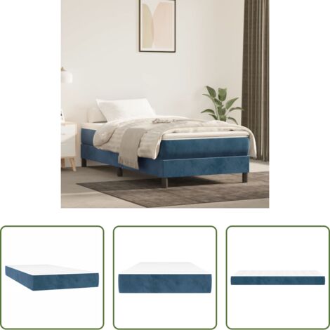 vidaXL Schiuma confortevole -  Materasso a Molle Insacchettate Rigidità Media Blu Scuro 120x190x20 cm in Velluto