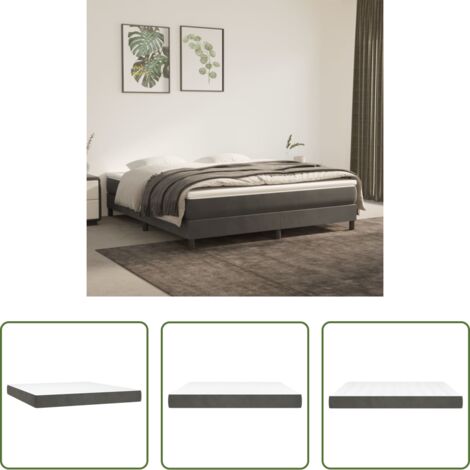 vidaXL Schiuma confortevole -  Materasso a Molle Insacchettate Rigidità Media Grigio Scuro 160x200x20 cm in Velluto