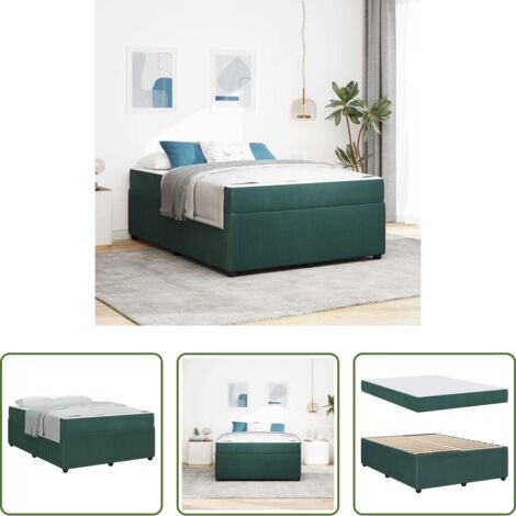 vidaXL Schiuma -  Struttura del letto Verde Scuro 160 x 200 cm Tessuto