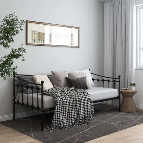 vidaXL Schlafsofa-Rahmen Schwarz Metall 90x200 cm