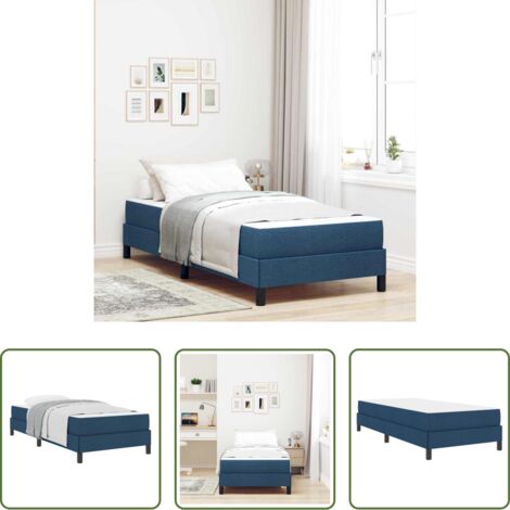 vidaXL Schlafzimmer -  Boxspringbett mit Matratze Blau 90 x 190 cm Stoff