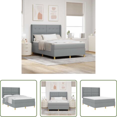 vidaXL Schlafzimmer -  Boxspringbett mit Matratze Hellgrau 140 x 190 cm Stoff