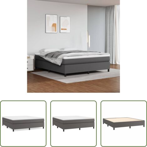 vidaXL Schlafzimmermöbel - Boxspringbettgestell Grau 180x200 cm Kunstleder