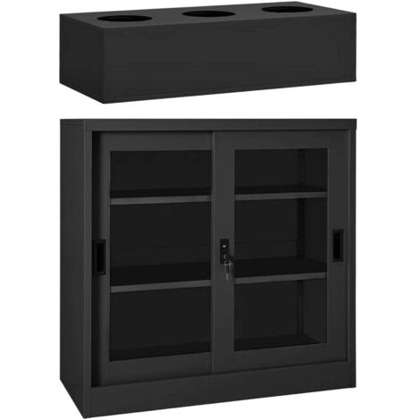 vidaXL Schrank mit Schiebetüren und Blumenkasten Anthrazit Stahl