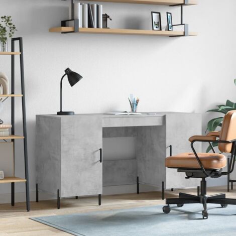 vidaXL Schreibtisch grau Beton 140x50x75 cm aus Holzwerkstoff