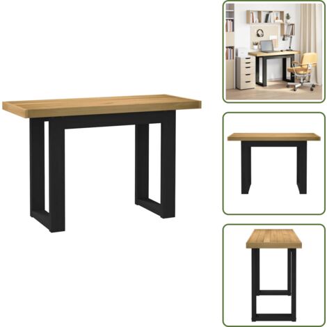 vidaXL Schreibtisch NOAIN U-Form-Beine 120x50x75 cm Massivholz Kiefer