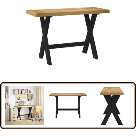 vidaXL Schreibtisch NOAIN X-Form-Beine 120x50x75 cm Massivholz Kiefer