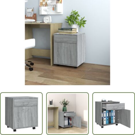 vidaXL Schubladen - Rollschrank Grau Sonoma 45x38x54 cm Holzwerkstoff