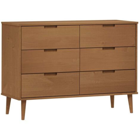 vidaXL Schubladenkommode Braun 113x40x80 cm Massives Kiefernholz