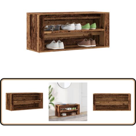 vidaXL Schuhbank Altholz-Optik 100x35x45 cm Holzwerkstoff