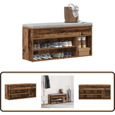 vidaXL Schuhbank Altholz-Optik 102x30,5x45 cm Holzwerkstoff