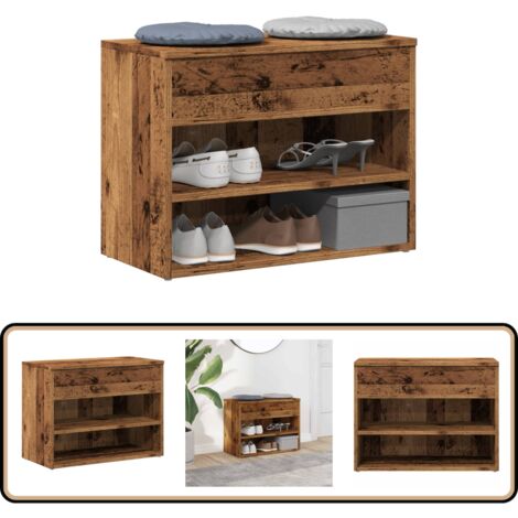 vidaXL Schuhbank Altholz-Optik 60x30x45 cm Holzwerkstoff